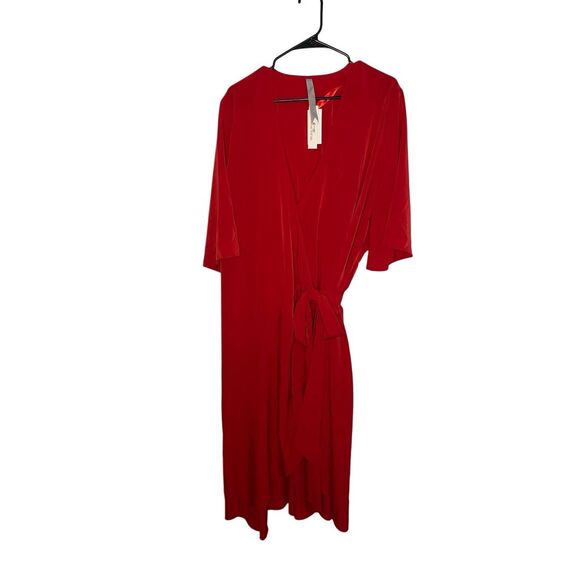NWT Melissa Mccarthy Seven7 PLUS Midi Wrap Red Dress Size 3X - Picture 2 of 6